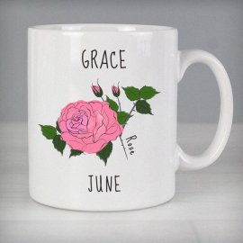 (image for) Personalised June Birth Flower - Rose Mug