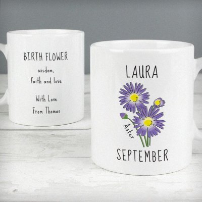 (image for) Personalised September Birth Flower - Aster Mug