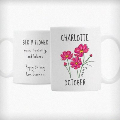 (image for) Personalised October Birth Flower - Cosmos Mug