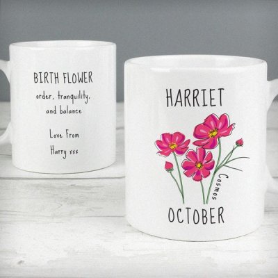 (image for) Personalised October Birth Flower - Cosmos Mug