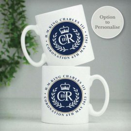 (image for) Personalised King Charles III Blue Crest Coronation Commemorative Mug