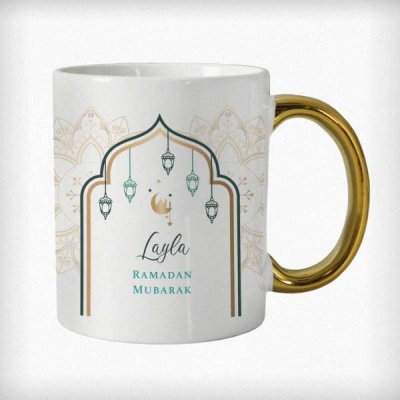 (image for) Personalised Eid and Ramadan Gold Handled Mug