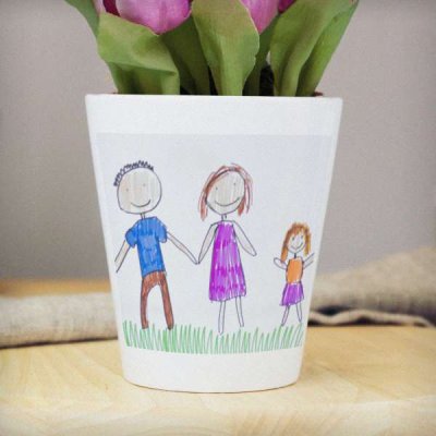 (image for) Personalised Childrens Drawing Photo Upload Plant Pot