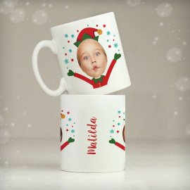 (image for) Personalised Photo Upload Christmas Elf Mug
