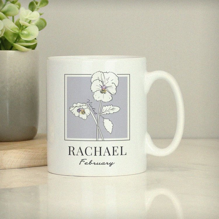 Modal Additional Images for Personalised Birth Flower Mug