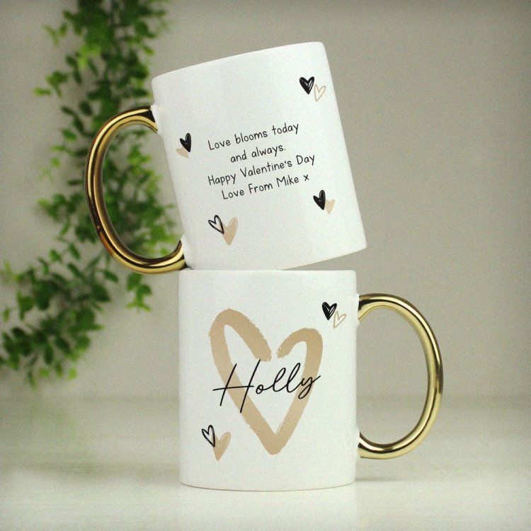 Modal Additional Images for Personalised Hearts Gold Handled Mug