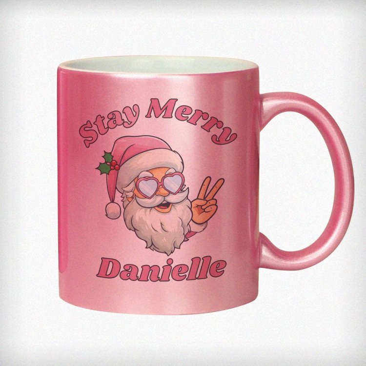 Modal Additional Images for Personalised Stay Merry Santa Pink Mug