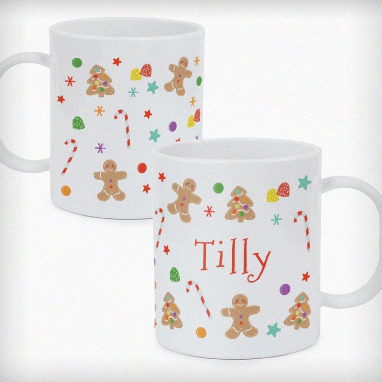 Modal Additional Images for Personalised Gingerbread Pattern Plastic Mug