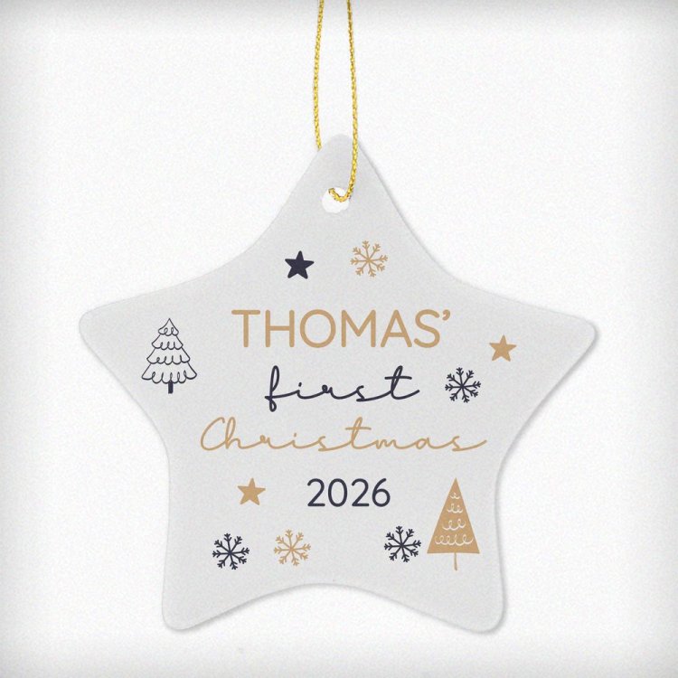Modal Additional Images for Personalised First Christmas Star Christmas Tree Decoration
