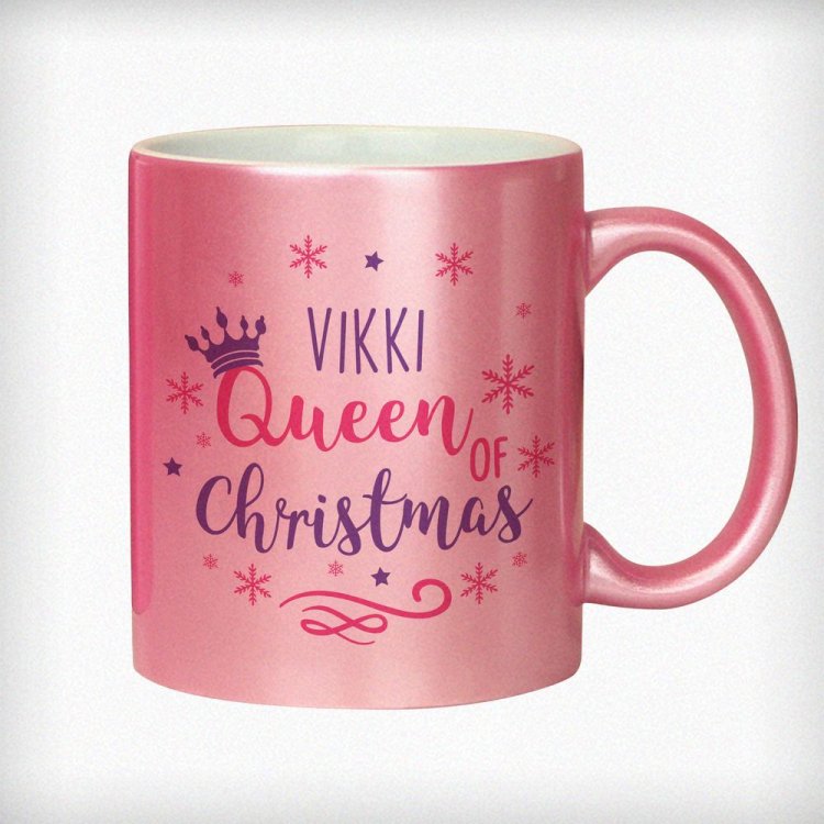 Modal Additional Images for Personalised Queen Of Christmas Pink Mug