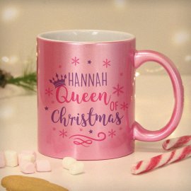 (image for) Personalised Queen Of Christmas Pink Mug