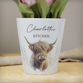 (image for) Personalised Highland Cow Plant Pot
