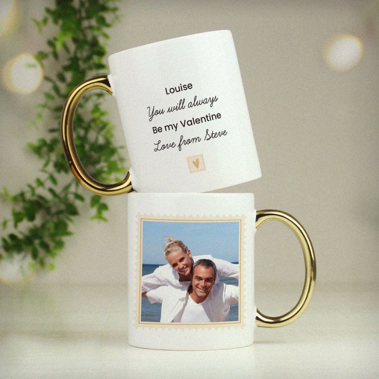 Modal Additional Images for Personalised Photo Upload Gold Handled Mug