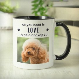 (image for) Personalised Pet Photo Upload Black Handled Mug