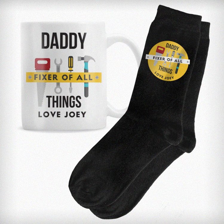 Modal Additional Images for Personalised Fixer of All Things Mug & Socks Set