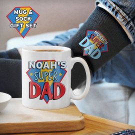 (image for) Personalised Super Dad Mug & Socks Set