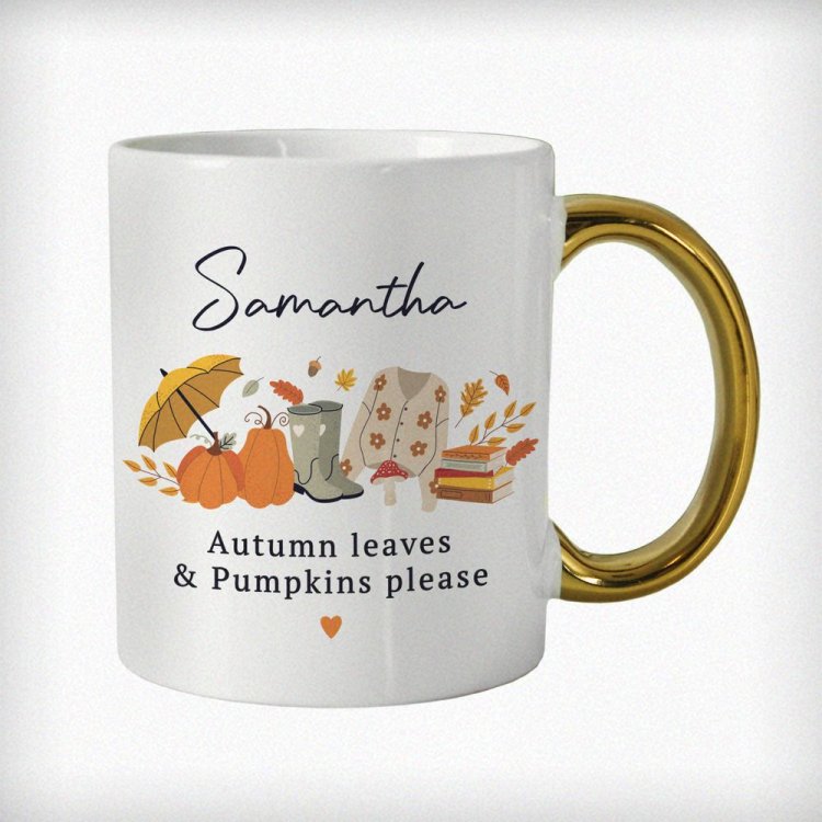 Modal Additional Images for Personalised Autumn Gold Handled Mug