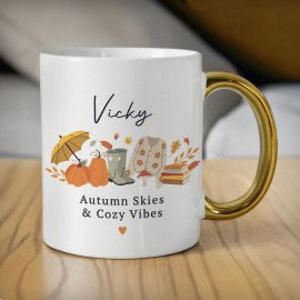 (image for) Personalised Autumn Gold Handled Mug