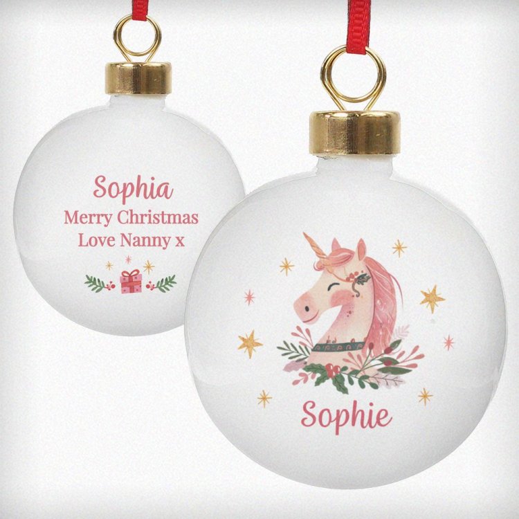 Modal Additional Images for Personalised Unicorn Christmas Bauble