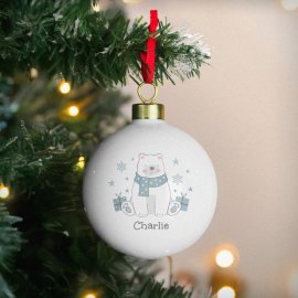 (image for) Personalised Polar Bear Christmas Bauble