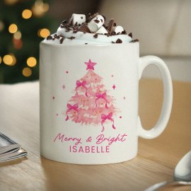 (image for) Personalised Pink Christmas Tree Mug