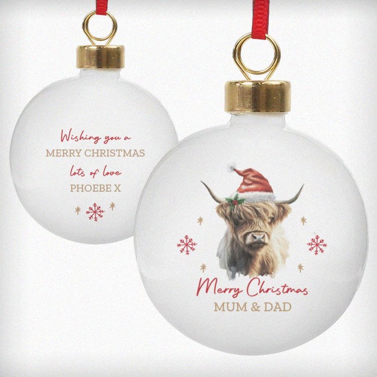 Modal Additional Images for Personalised Highland Cow Christmas Bauble