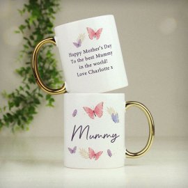 (image for) Personalised Butterfly Gold Handled Mug