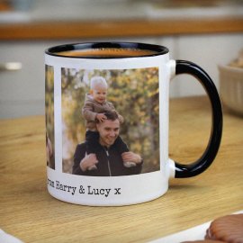 (image for) Personalised Multi Photo Upload Black Handle Mug