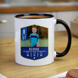(image for) Personalised Photo Upload Football Black Handle Mug