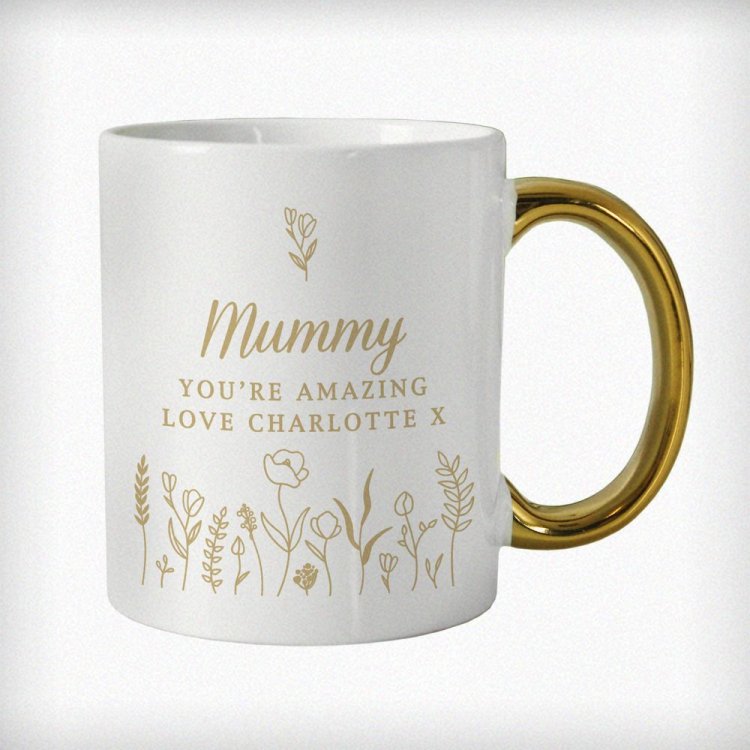Modal Additional Images for Personalised Floral Gold Handle Mug