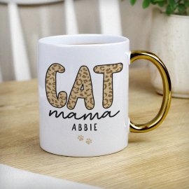 (image for) Personalised Cat Mama Gold Handle Mug