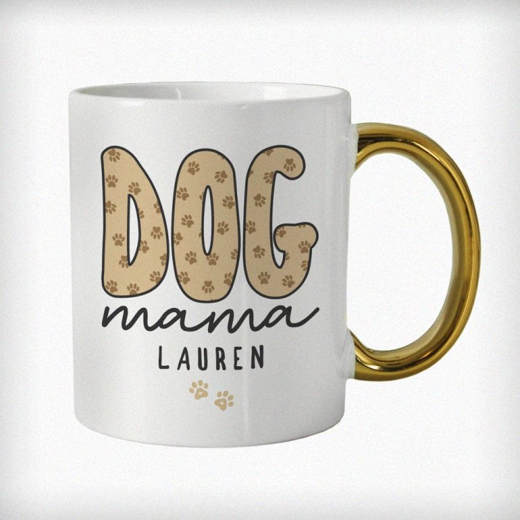 Modal Additional Images for Personalised Dog Mama Gold Handle Mug