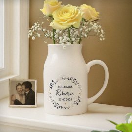 (image for) Personalised Black & Gold Wreath Jug Vase