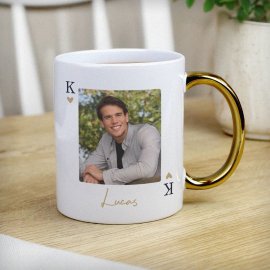 (image for) Personalised Photo Upload King Gold Handle Mug
