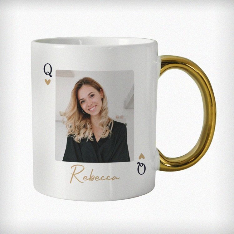 Modal Additional Images for Personalised Photo Upload Queen Gold Handle Mug