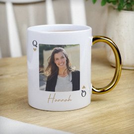 (image for) Personalised Photo Upload Queen Gold Handle Mug