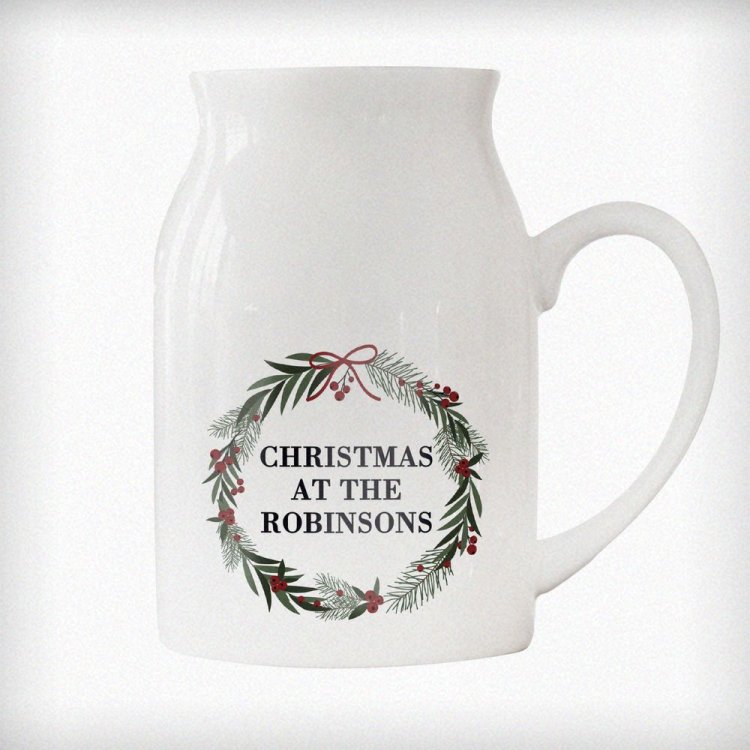 Modal Additional Images for Personalised Green Christmas Wreath Ceramic Jug Vase