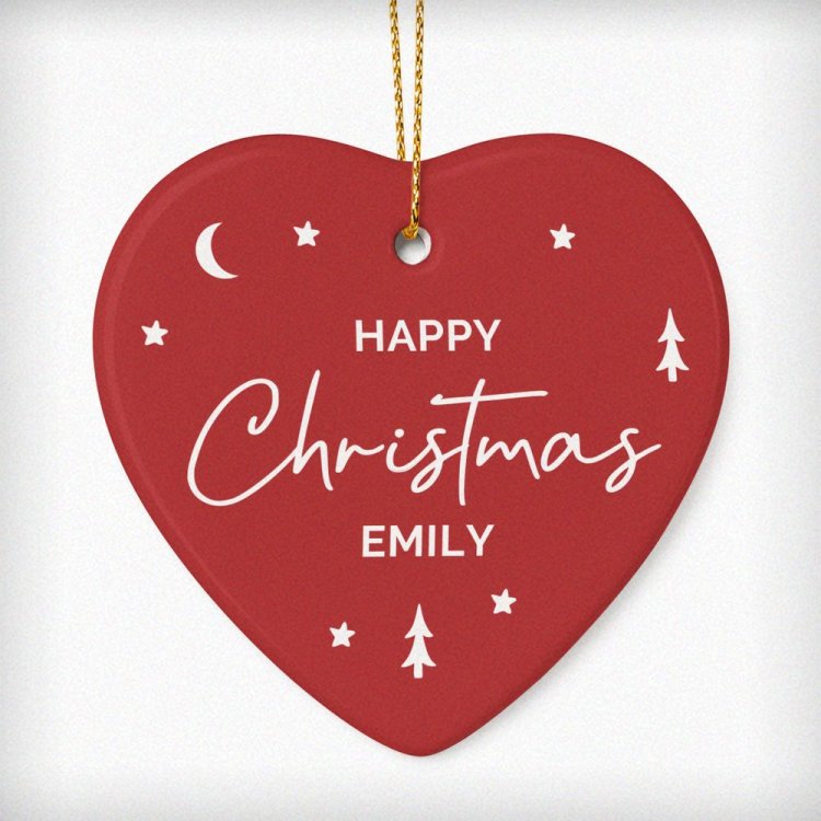 Modal Additional Images for Personalised Red Christmas Ceramic Heart Decoration