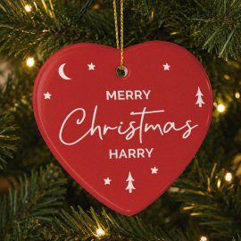 (image for) Personalised Red Christmas Ceramic Heart Decoration