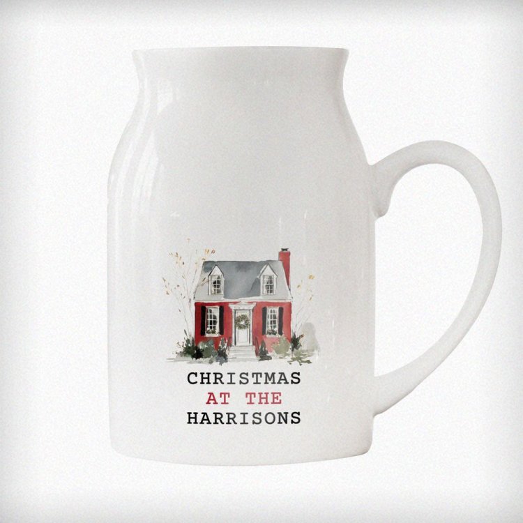 Modal Additional Images for Personalised Water Colour Christmas House Ceramic Jug Vase