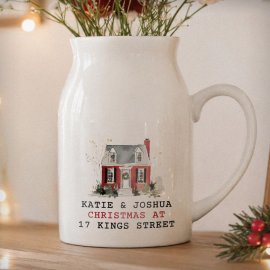 (image for) Personalised Water Colour Christmas House Ceramic Jug Vase