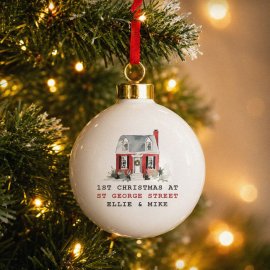 (image for) Personalised Water Colour House Ceramic Bauble