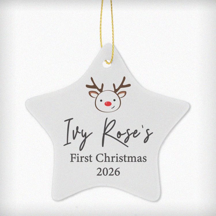 Modal Additional Images for Personalised Reindeer Ceramic Star Decoration