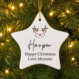 (image for) Personalised Reindeer Ceramic Star Decoration