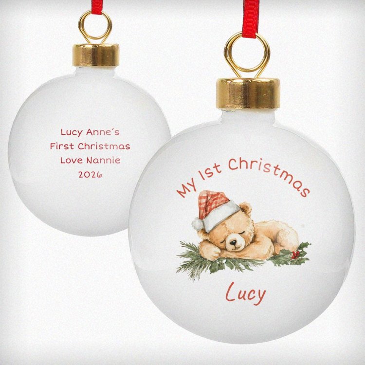 Modal Additional Images for Personalised Sleepy Christmas Bear Ceramic Bauble