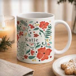 (image for) Personalised Poinsettia Pattern Mug