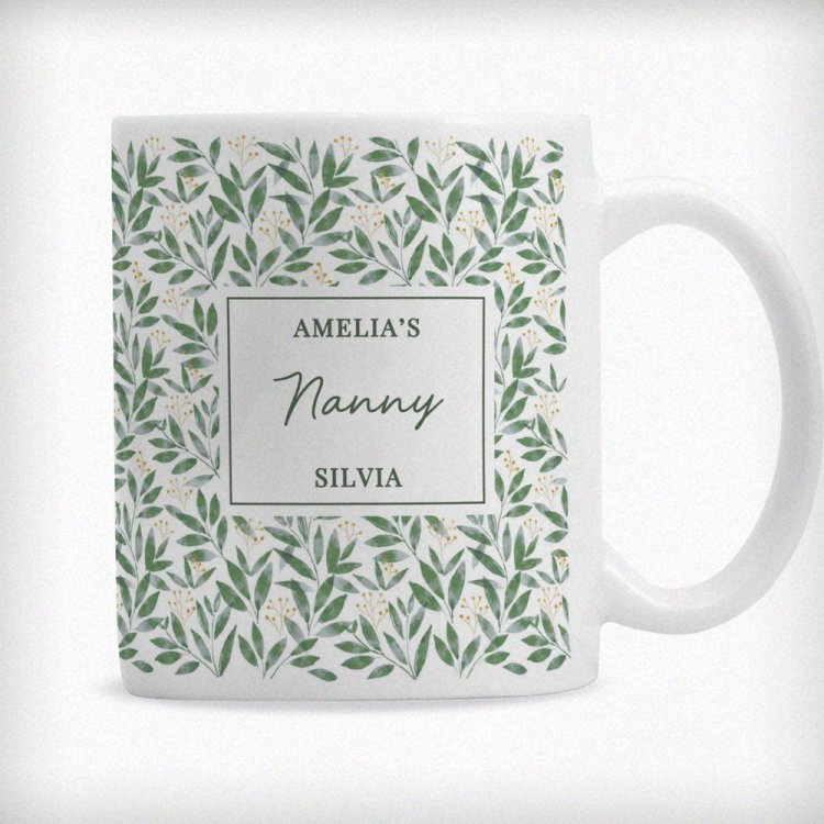 Modal Additional Images for Personalised Leafy Pattern Mug