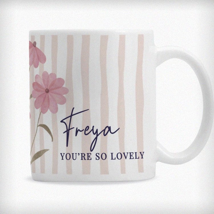 Modal Additional Images for Personalised Floral Stripe Mug