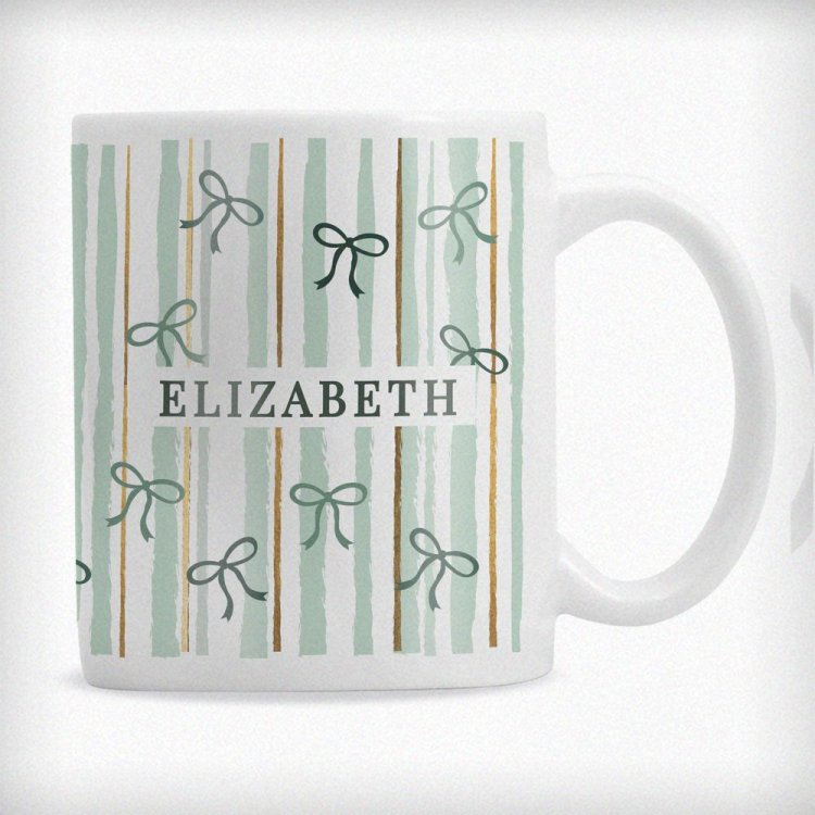 Modal Additional Images for Personalised Green Stripe Bow Mug