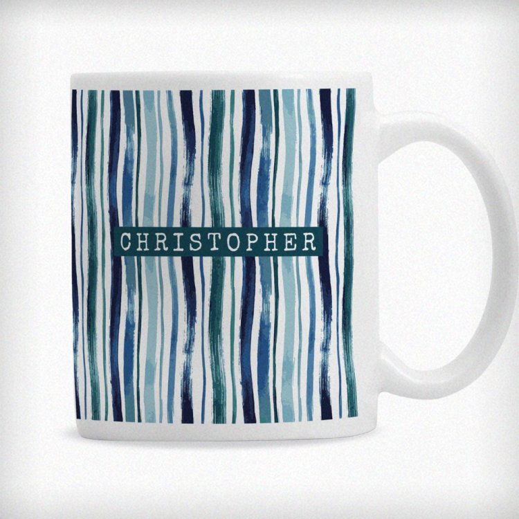 Modal Additional Images for Personalised Blue Striped Mug